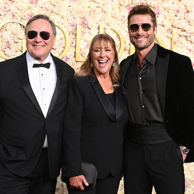 Glen Powell's Parents Crash—and Steal—His 2025 Golden Globes Interview